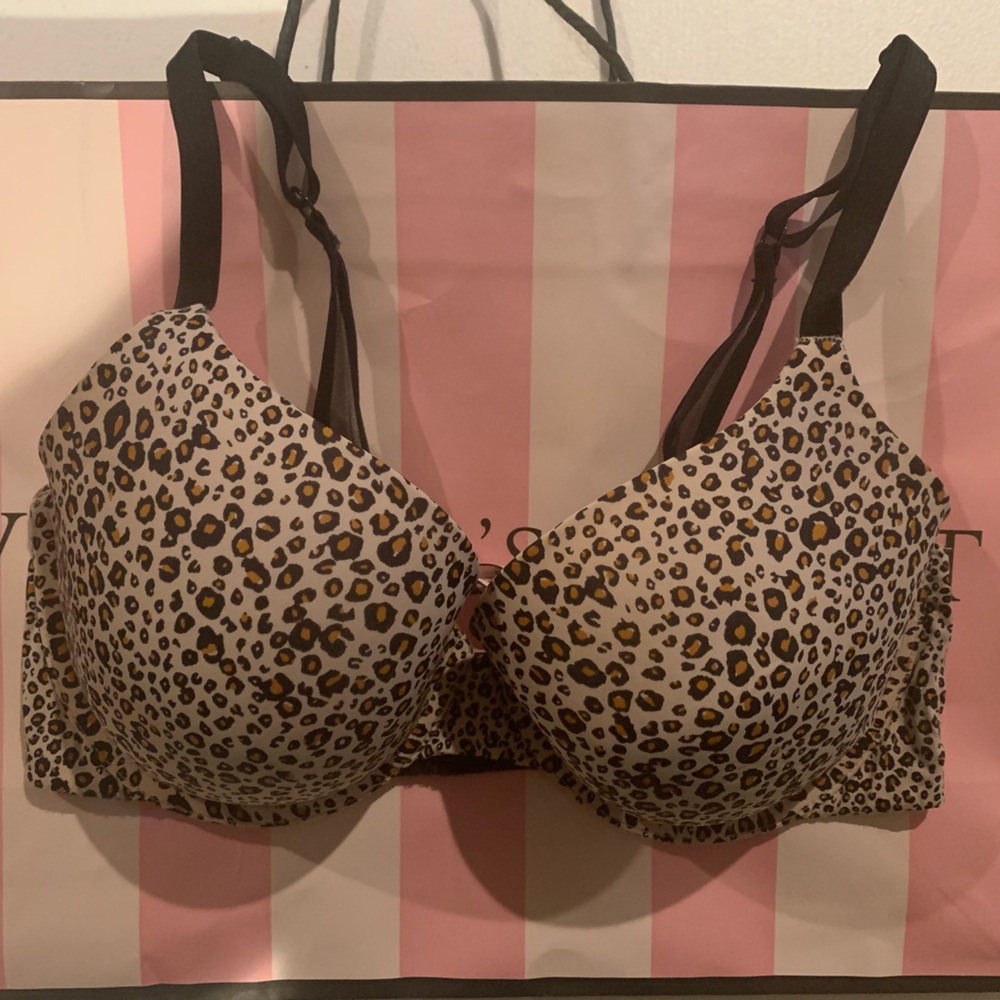 Victoria's Secret Leopard Print Bra with Black Straps